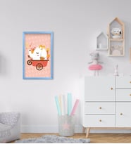 BK Home Tatlı Fil Tasarımlı Dekoratif Mavi Ahşap Çerçeveli Çocuk Odası Tablo-1