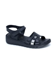 Trendyshose MS.23 Deri Anatomic Kadın Sandalet (Siyah)