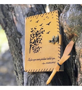 Kuşlar Uçar Senin Gönlünü Taklit İçin Deri Defter (Taba)