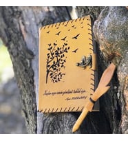 Kuşlar Uçar Senin Gönlünü Taklit İçin Deri Defter (Taba)