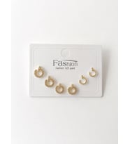 Minimal Halkalar Gold Altılı Küpe