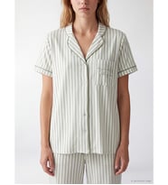 LCW DREAM Yeşil Gömlek Yaka Çizgili Kadın Pijama Takımı