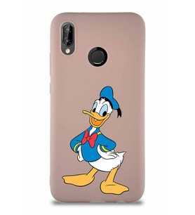 Huawei P20 Lite Soft Premier Kapak Donald Duck-C Tasarımlı Silikon Kılıf - Pudra (Şeffaf)