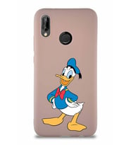 Huawei P20 Lite Soft Premier Kapak Donald Duck-C Tasarımlı Silikon Kılıf - Pudra (Şeffaf)