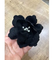9X9 CM KADİKE SİYAH ÇİÇEK BROŞ YAKA İĞNESİ TÜRBAN İĞNESİ