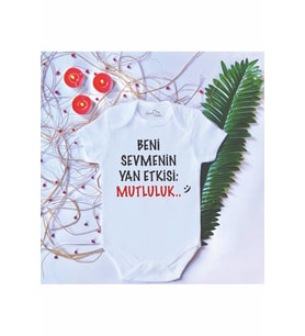 Unisex Bebek Baskılı Mutluluk Pamuklu Çıtçıtlı Body Zıbın