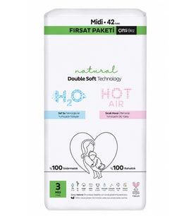 Natural Double Soft Bebek Bezi Fırsat Paketi 3 Beden 42 Adet