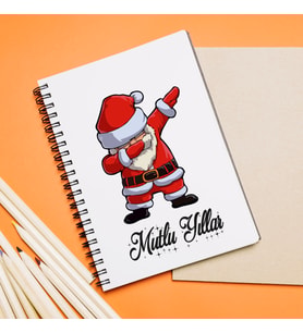 Mutlu Yıllar & Merry Christmas & Yılbaşı & Noel Baba Tasarımlı Defter