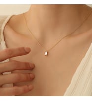 925 Ayar Gümüş Kristal Taşlı Baget Kolye - 8.50mm