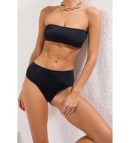 Moda Leopar Atma Kap Straplez Yüksek Bel Hipster Yeşil Straplez Yüksek Bel Hipster Bikini Takımı