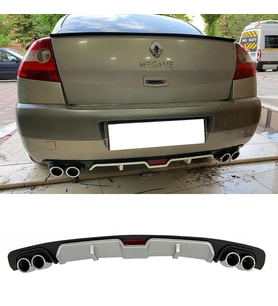 Renault Megane 2 Gri Difüzör 4 Krom Egzoz Görünümlü Difizör Arka Ek Body Kit 2002-2009