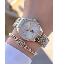 U.s.Polo Assn Çelik Kordon 2 Yıl Garantili 3 Atm Suya Dayanıklı Kadın Kol Saati+Bileklik UA.2085.M05 (Sarı)