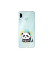 Samsung Galaxy A30 ile Uyumlu Splash Panda Tasarımlı Şeffaf Silikon Kılıf