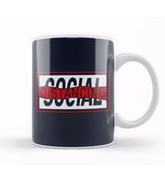 Social Distancing Red Wave Design Kupa Bardak Porselen