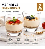 2’li Tatlı Magnolya Sunum Bardağı 2’li Set, Cam Lezzetli ve Göz Alıcı Magnolia Bardağı, Trileçe, Tiramisu ve Pasta Sunumları İçin Şık Servis Bardağı Özel Davetler Misafirlere İkram ve Hediyelik