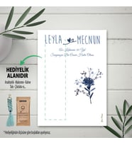 Hediyelik Kart - Mavi Çiçekli Söz, Nişan, Düğün Hatırası Makrome Anahtalık, Toka, Kurabiye, Kahve Kartı