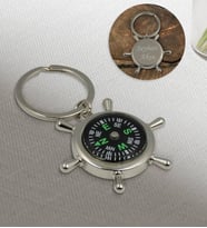 BK Gift Kişiye Özel İsimli Gemi Dümeni Tasarımlı Pusulalı Metal Anahtarlık