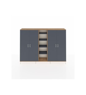 Arges Dolap 12 Raflı 4 Kapaklı 220x30x163 Çam-Antrasit