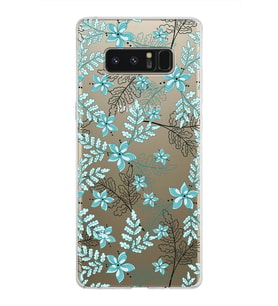 Samsung Galaxy Note 8 Kapak Floral Su Yeşili Tasarımlı Şeffaf Silikon Kılıf