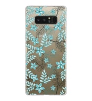 Samsung Galaxy Note 8 Kapak Floral Su Yeşili Tasarımlı Şeffaf Silikon Kılıf