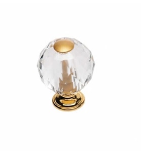 Kristal Cam Düğme Kulp 20 Mm. Altın Lüx