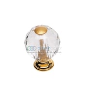 Kristal Cam Düğme Kulp 20 Mm. Altın Lüx