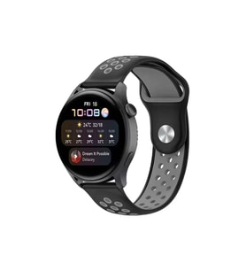 Watch 20Mm Spor Delikli Kordon - Siyah-Gri