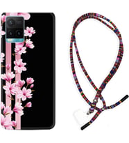 Vivo Y11S Y21S Y20 Y20S Y70 Kılıf Boyun Asklı Rasta Silikon Pink Flowers 3 1393