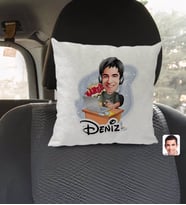 BK Gift Kişiye Özel İsimli Erkek Gamer Karikatürlü Kare Araç Koltuk Yastığı-1