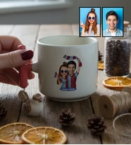 Kişiye Özel Karikatürlü Bordo Mavi Taraftar Sevgiliye Hediye T Kupa Sevgililer Günü Hediyesi
