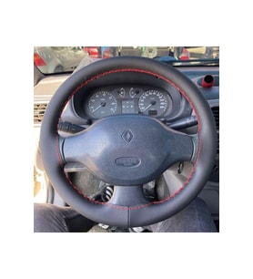 DİKİŞLİ DİREKSİYON KILIFI SİYAH DERİ KIRMIZI DİKİŞLİ RENAULT CLİO