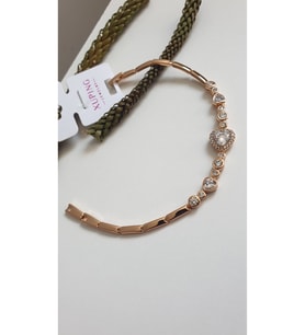 ÇELİK BİLEKLİK XUPİNG KALKP TAŞLI ROSE GOLD RENK ANTİALERJİK KARARMAZ SERİ 18  CM FMACCESORİES