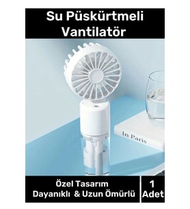 Özel Üretim Taşınabilir 3 Kademeli 1200 mAh Usb Şarjlı Su Hazneli Püskürtmeli Mini Klima Vantilatör