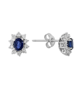 Pırlanta ve Oval Safir Taşlı Anturaj Küpe