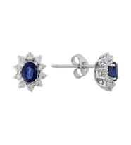 Pırlanta ve Oval Safir Taşlı Anturaj Küpe