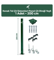 KONAK TEL ÇİT SİSTEMLERİ 1 ADET PANEL ÇİT DİREĞİ 200 CM AKSESUARLAR DAHİL (Yeşil)