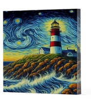 Van Gogh 8 - Deniz Feneri Çizgili Yan Boyamalı Defter