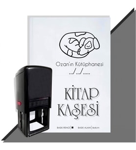 Kişiye Özel Sevimli Köpek 2 Tarihli Otomatik Kitap Kaşesi (Siyah)