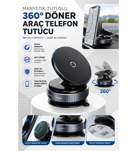 Vakumlu Manyetik Araç Telefon Tutucu Güçlü Tutuşlu 360° Döner Stand