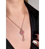 925 Ayar Gümüş Rose Kalp Sallantılı Kilit Kalp Kolye - 23176501