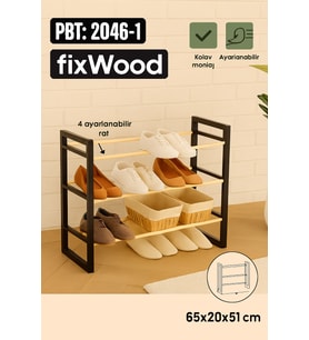 Fixwood Ahşap Ayakkabılık 65x51x20