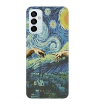 Samsung Galaxy M14 Uyumlu Sanatsal Vintage Desenli Şeffaf Telefon Kılıfı