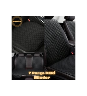FIAT 500X SUV 2015 uyumlu 7 Parça Deri Minder Takımı (Siyah)