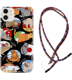 Apple iPhone 11 12 13 Mini Kılıf Boyun Asklı Rasta Silikon Miyavlamalar 1793