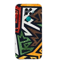 Huawei Mate 30 Lite  Kamera korumalı Kapak Soyut Grafiti Tasarımlı  Şeffaf Kılıf