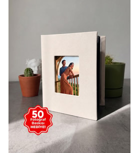 100 Fotoğraf Kapasiteli 10x15 Albüm + 50 Fotoğraf Baskısı Hediye - Beyaz Albüm