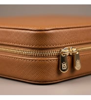 Takı Kutusu Düzenleyici Seyahat Çantası Kolye Yüzük Küpe Organizer Deri Kahverengi 22cmx17cm