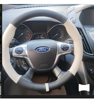 DİKİŞLİ DİREKSİYON KILIFI SİYAH BEJ DERİ BEJ YÜZÜK / DİKİŞLİ FORD FOCUS İÇİN