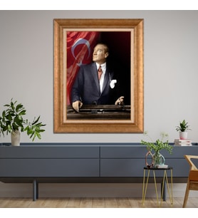 Altın Varaklı Paspartulu Çerçeveli Tablo hb1531