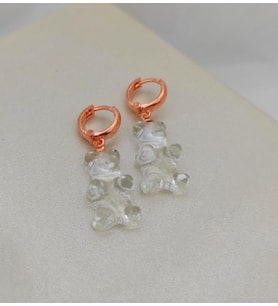 ŞEFFAF JELİBON ROSE 925 AYAR GÜMÜŞ KÜPE